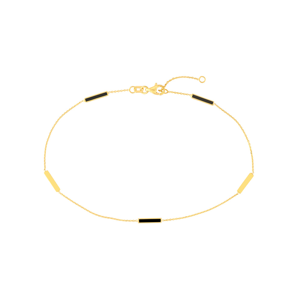Black Enamel Alternating Bar Anklet