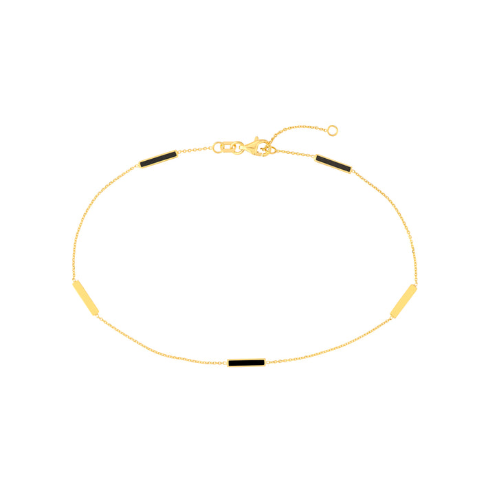 Black Enamel Alternating Bar Anklet