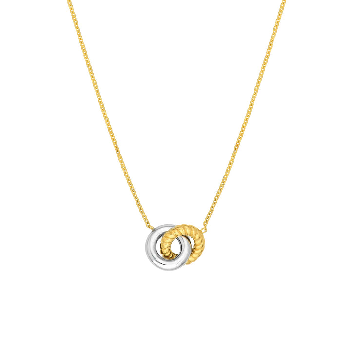 Two Tone Interlocking Circle Necklace