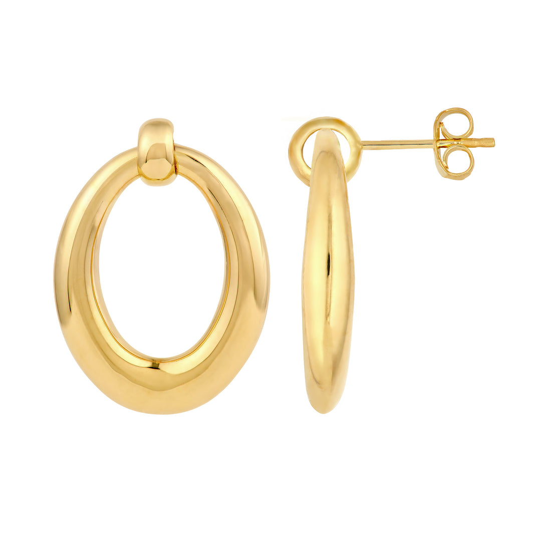 Graduated Oval Hoop Stud Earrings