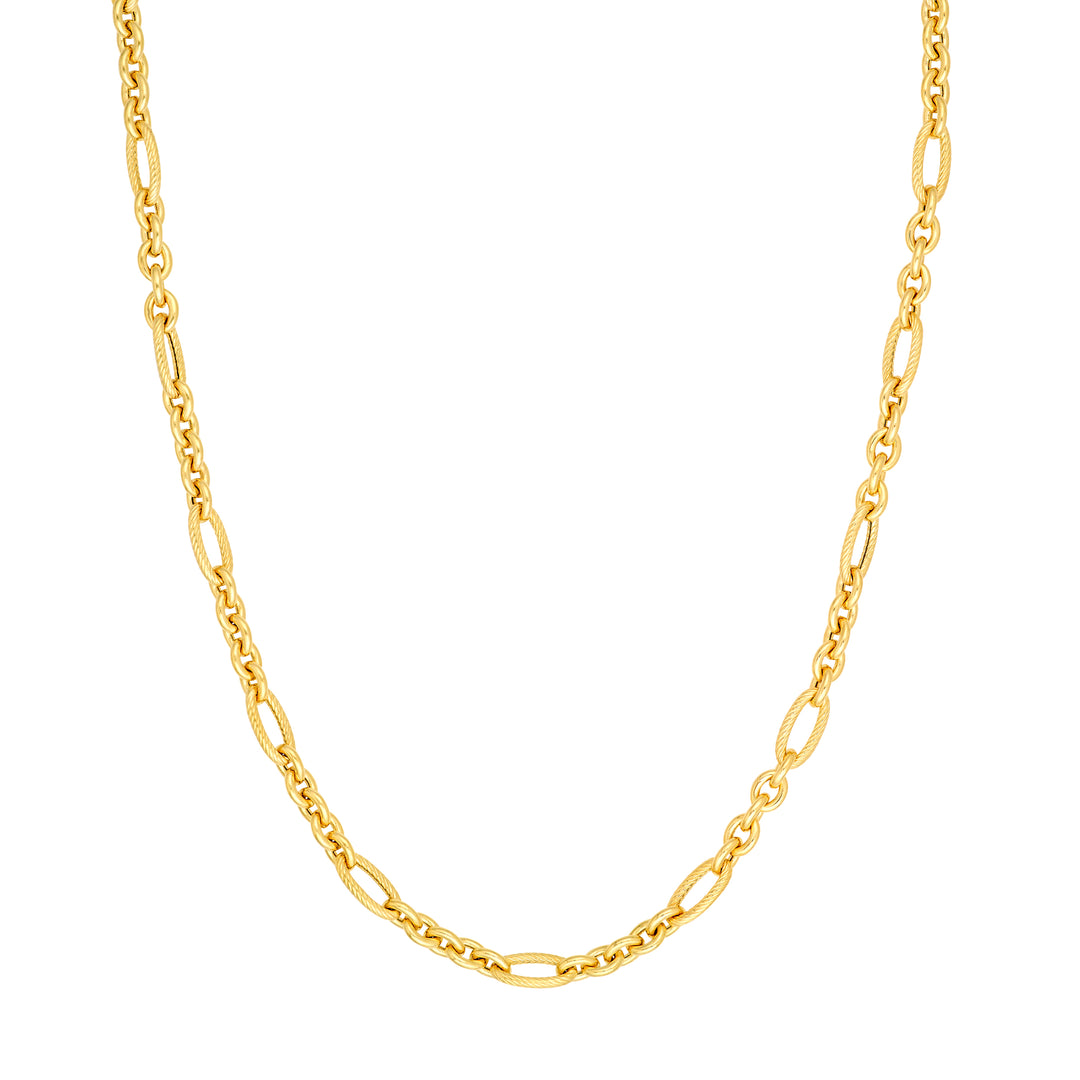 Hollow Alternating Twisted Oval Link 5+1 Chain Necklace