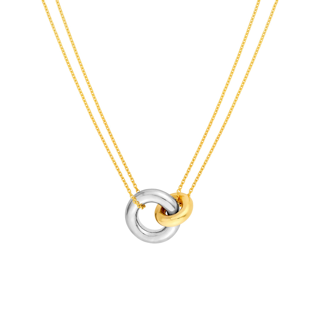 Two-Tone Double Chain Interlocking Circle Necklace