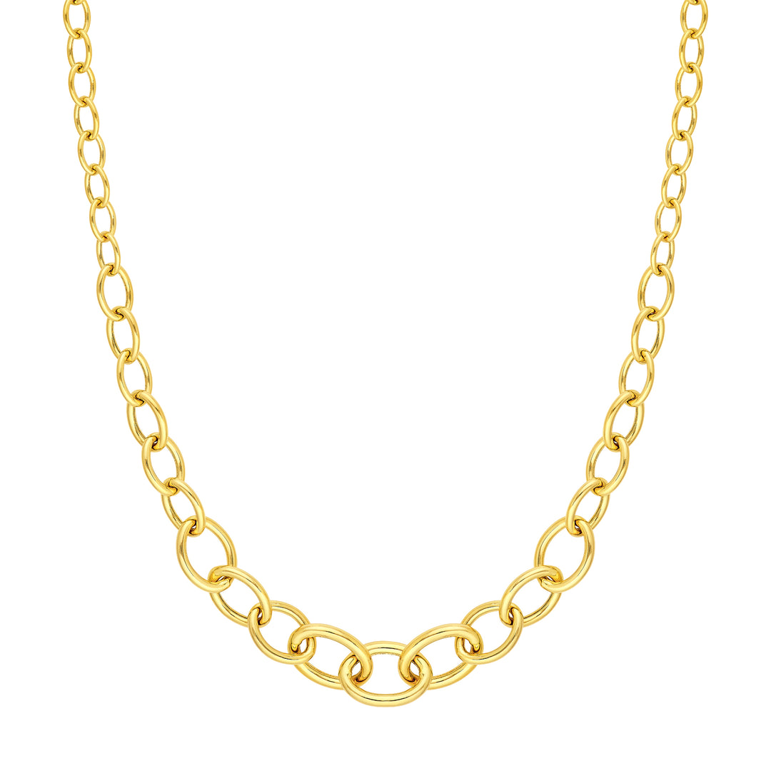 Hollow Graduated Oval Link Necklace