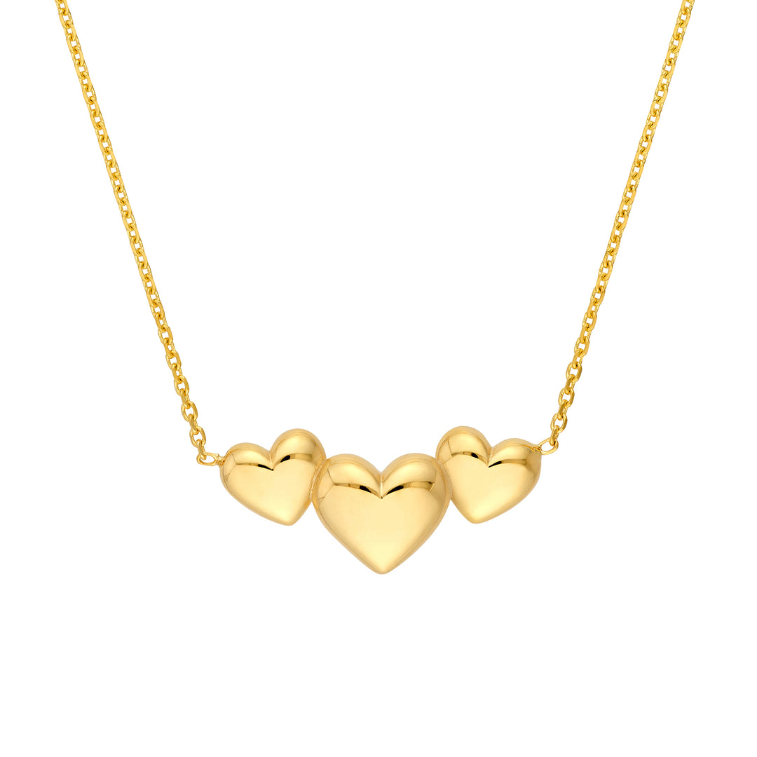 Grouped 3 Hearts Cable Necklace