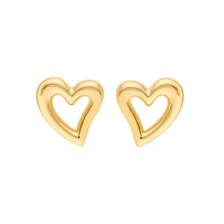 Small Open Heart Stud Earrings
