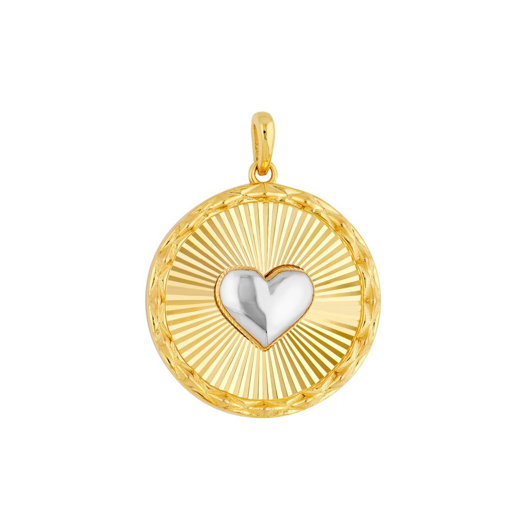 Two Tone Fluted Heart Charm