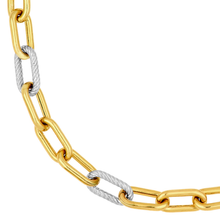 5.90mm Two-Tone Oval 3+1 Link Necklace