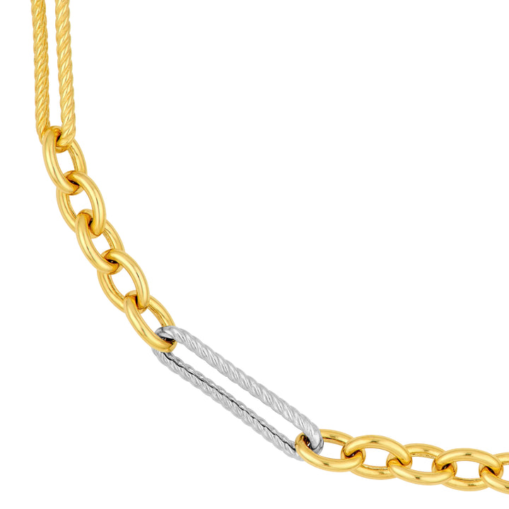 Two-Tone 5+1 Twist Link Necklace