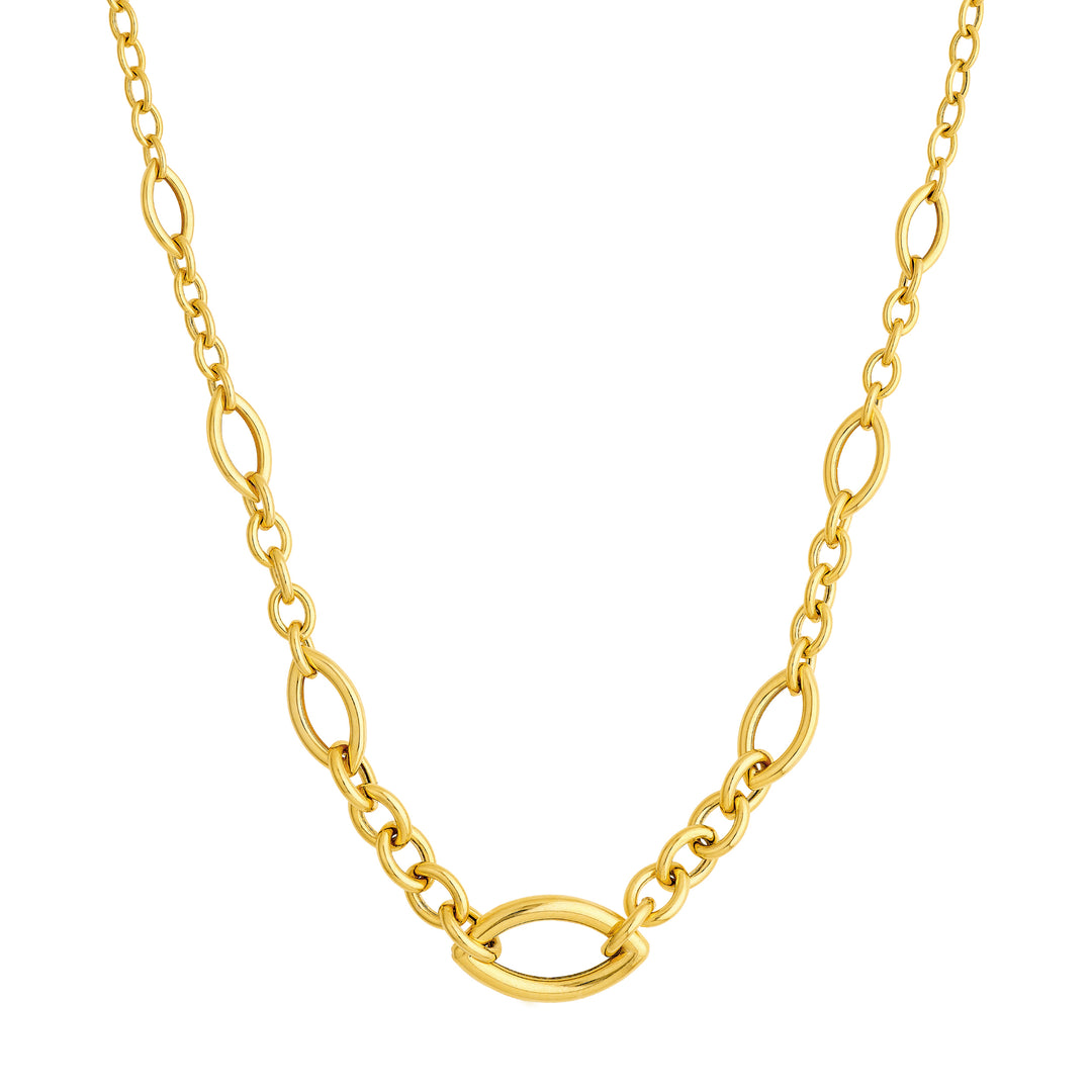 Graduated Marquise Round Link Necklace