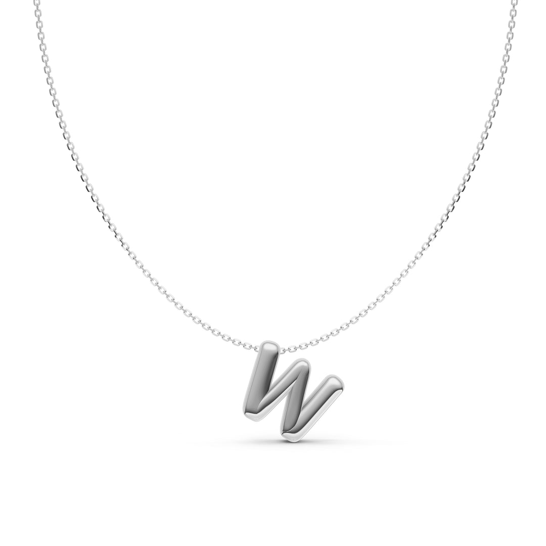 Puffy Bubble Initial ‘W’ Necklace