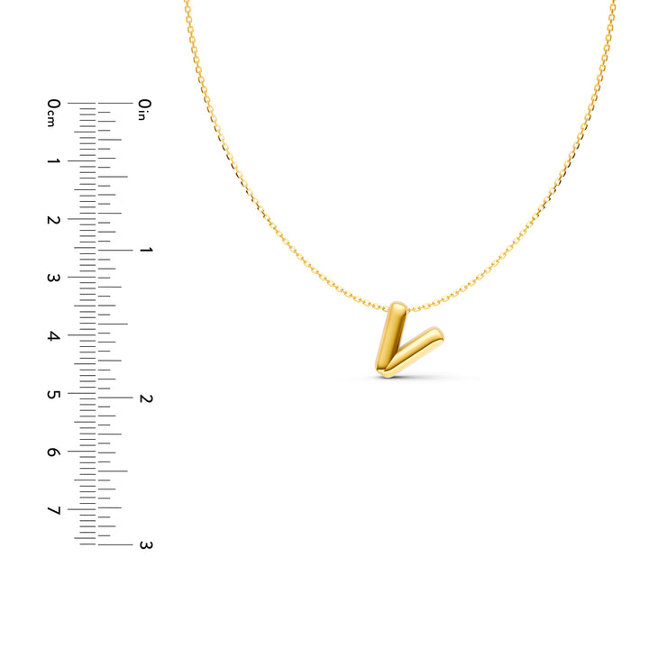 Puffy Bubble Initial ‘V’ Necklace