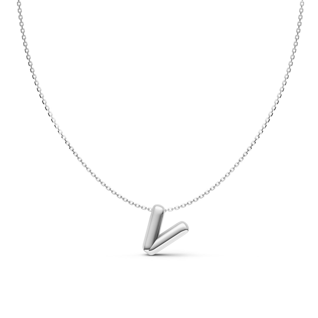 Puffy Bubble Initial ‘V’ Necklace