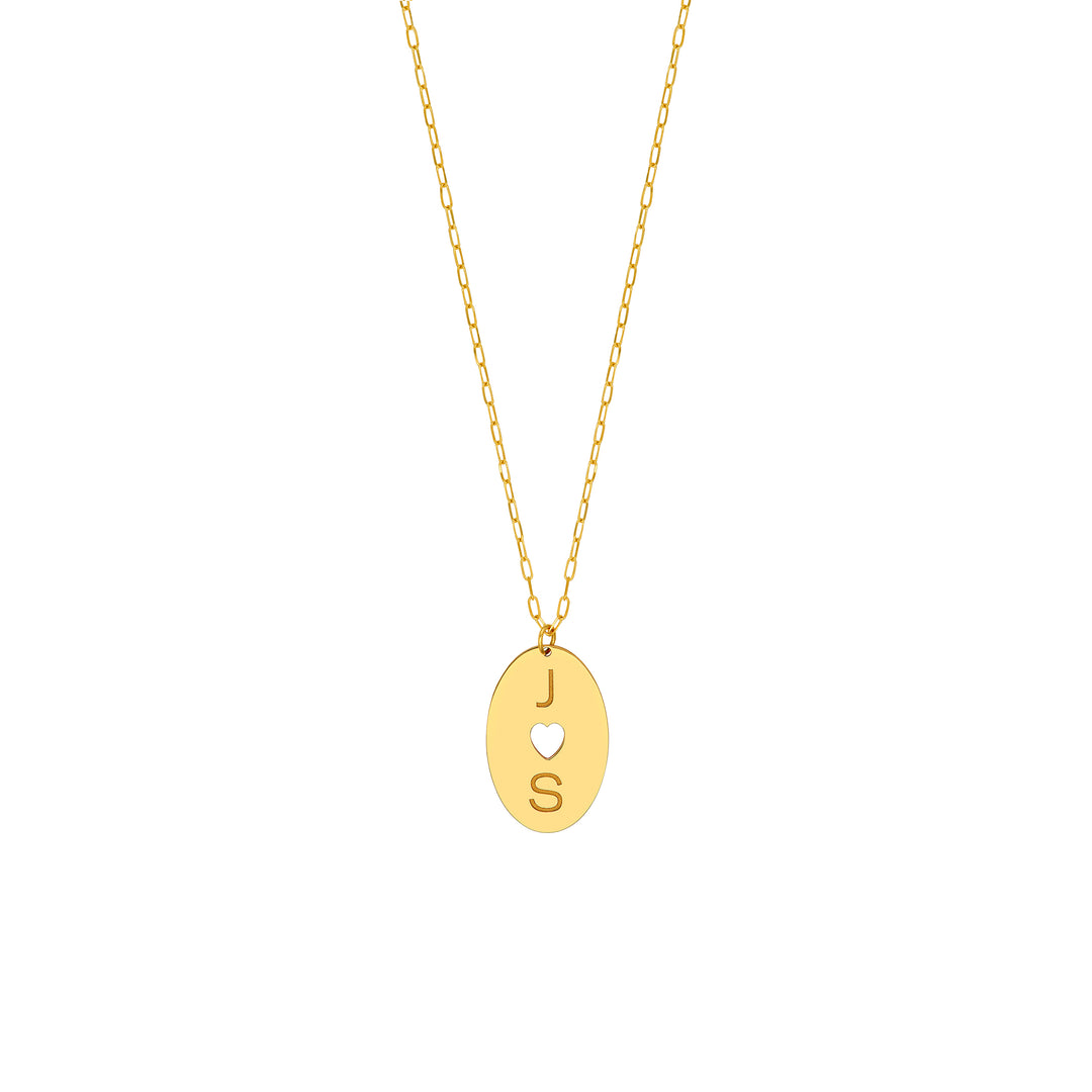 Cutout Heart Engravable Disk Paper Clip Necklace
