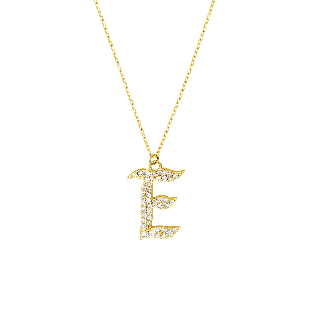 Diamond Gothic E Necklace