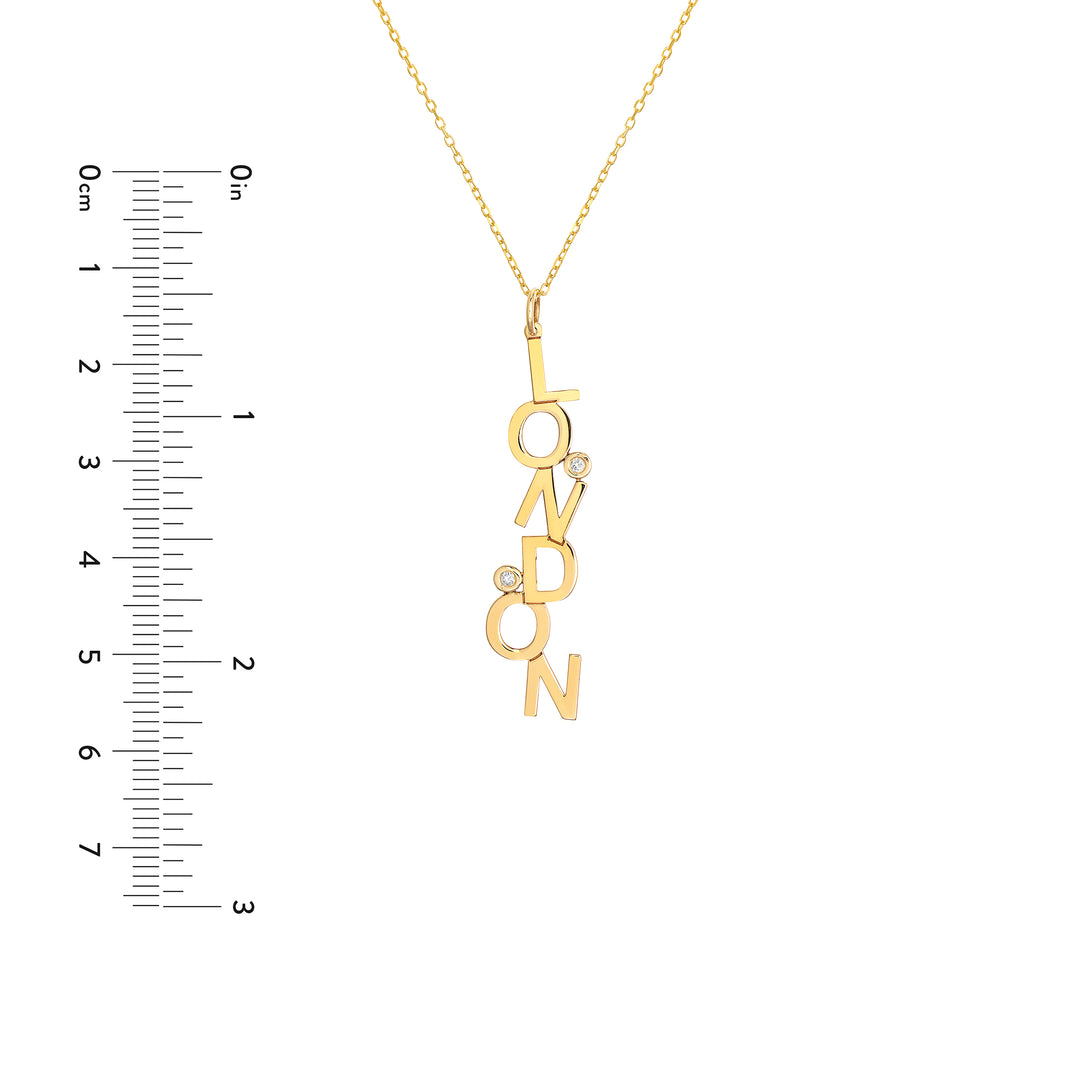 Dancing Block Letters Diamond Bezel Necklace