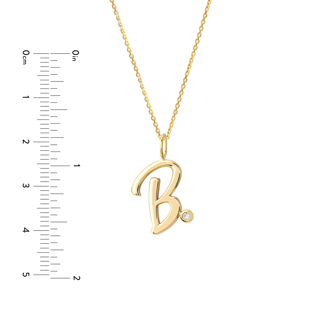 Script “B” Initial with Diamond Bezel Necklace