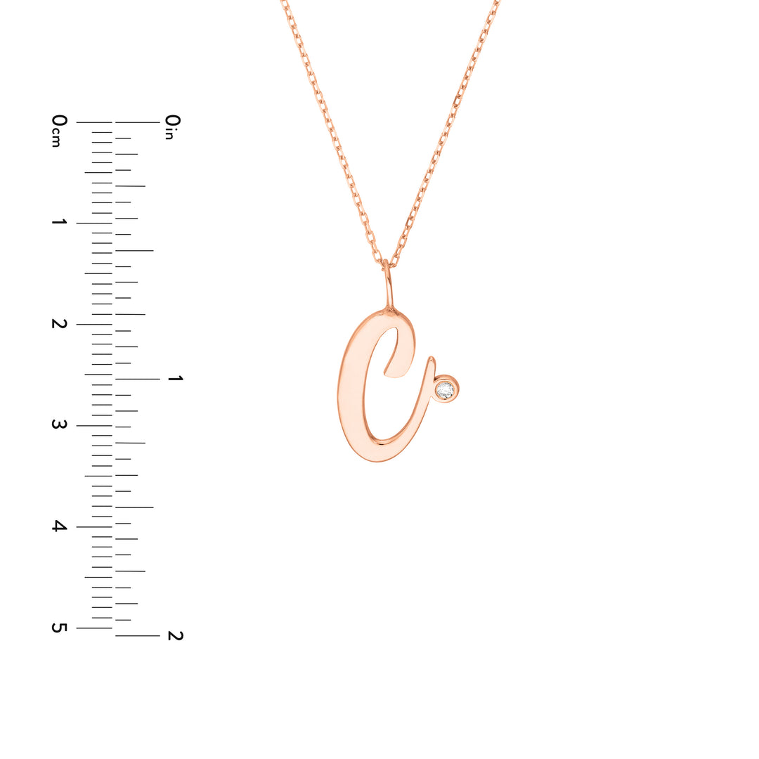 Script “C” Initial with Diamond Bezel Necklace