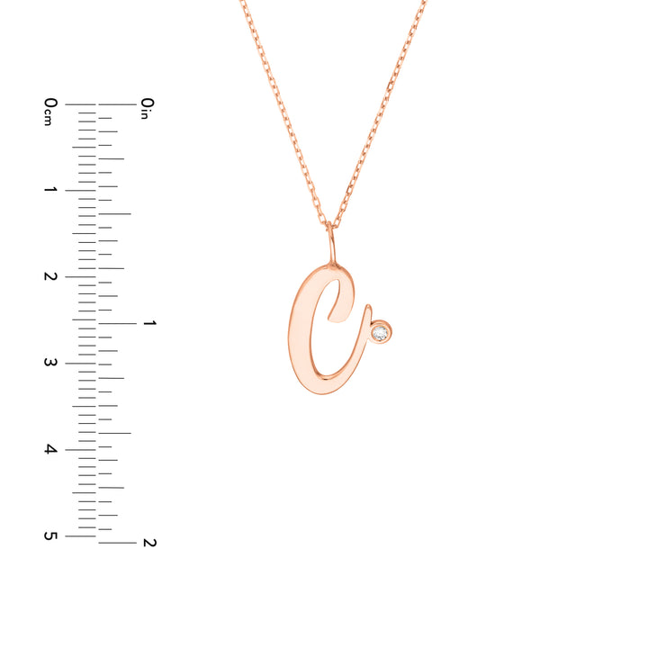 Script “C” Initial with Diamond Bezel Necklace