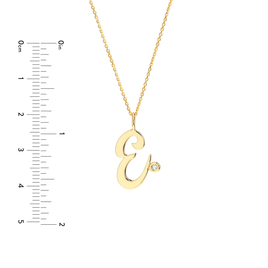 Script “E” Initial with Diamond Bezel Necklace