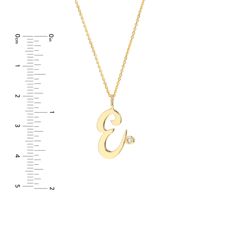 Script “E” Initial with Diamond Bezel Necklace