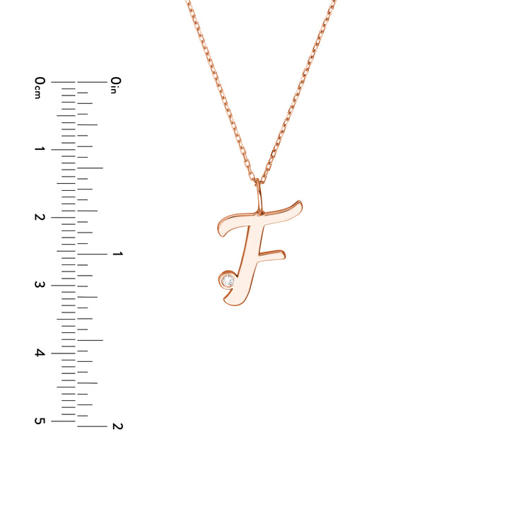 Script “F” Initial with Diamond Bezel Necklace