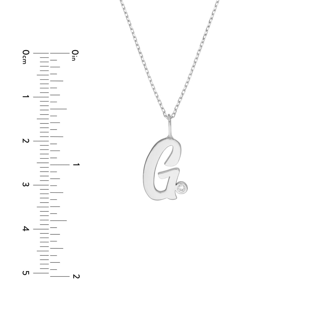 Script G with Diamond Bezel Necklace