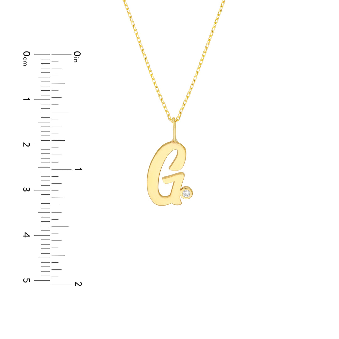 Script G with Diamond Bezel Necklace