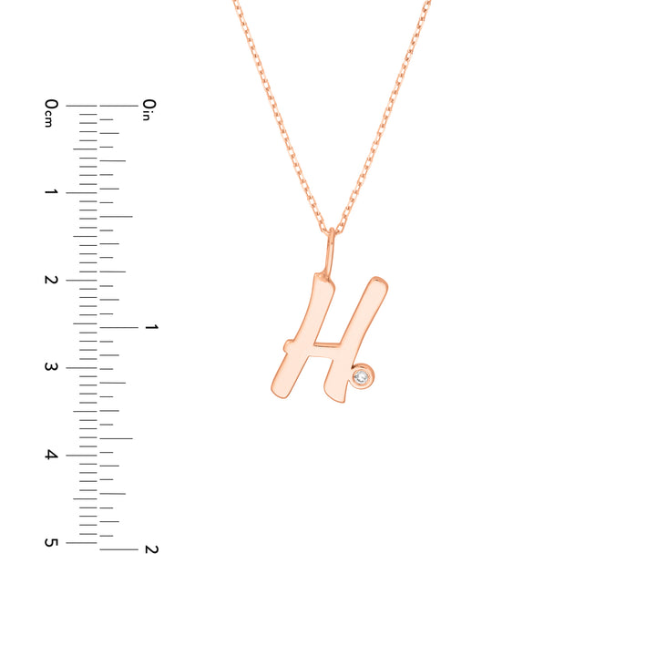 Script H with Diamond Bezel Necklace