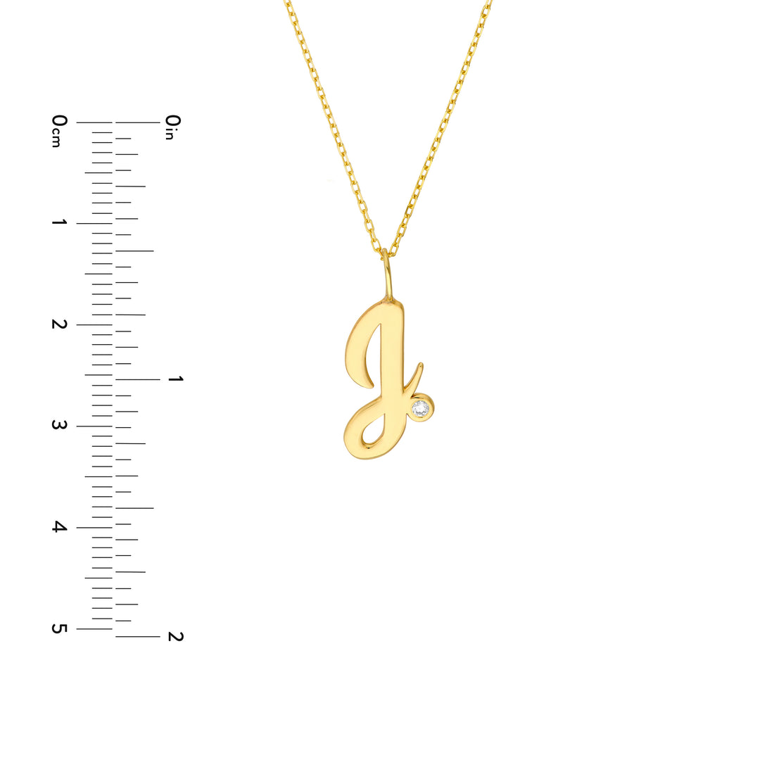 Script J with Diamond Bezel Necklace