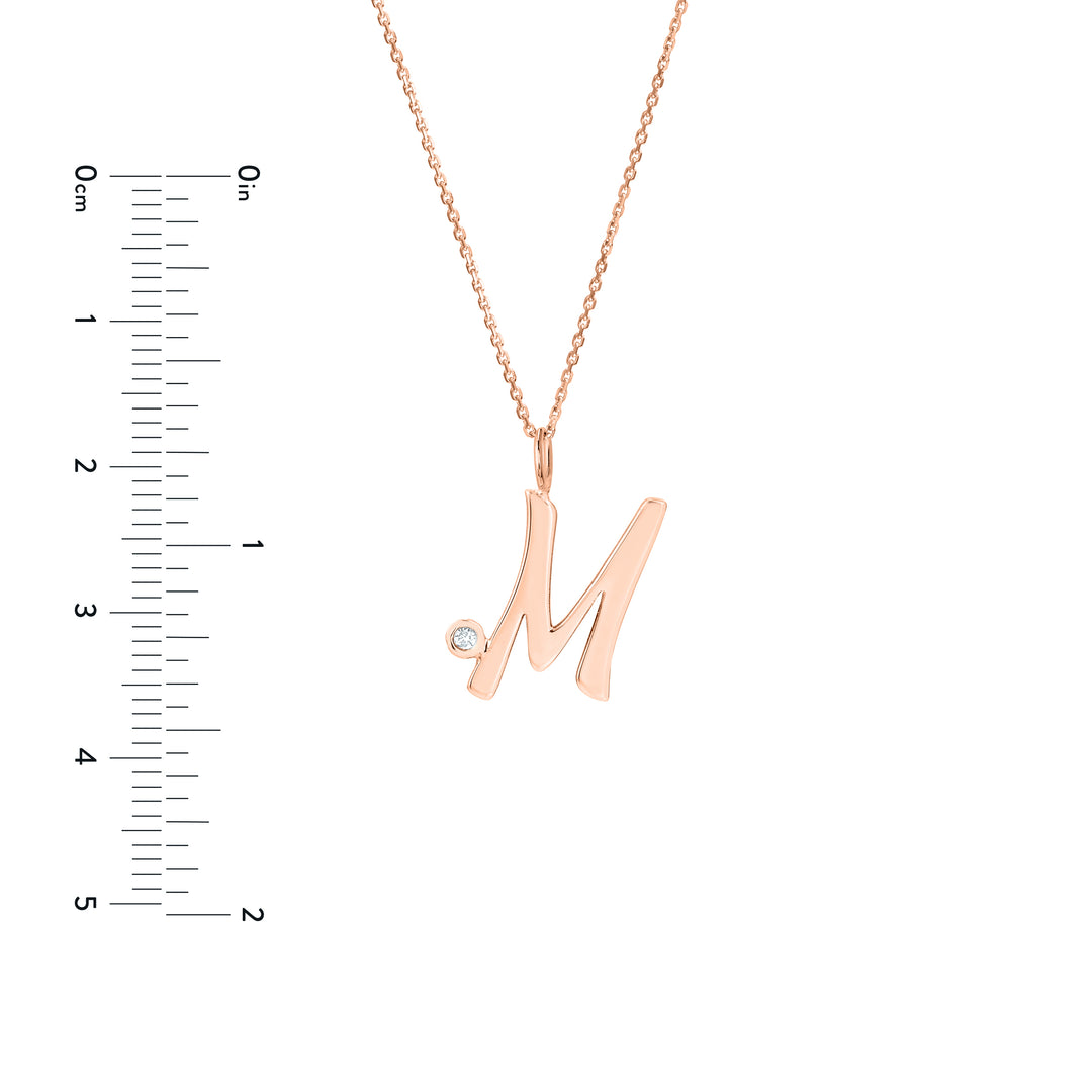 Script M with Diamond Bezel Necklace