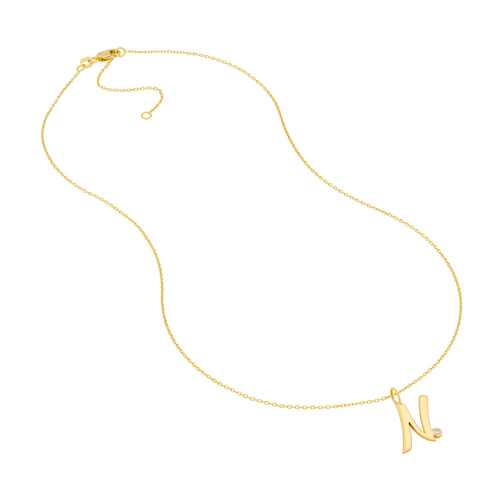 Script N with Diamond Bezel Necklace