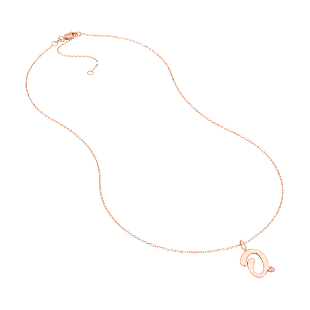 Script O with Diamond Bezel Necklace