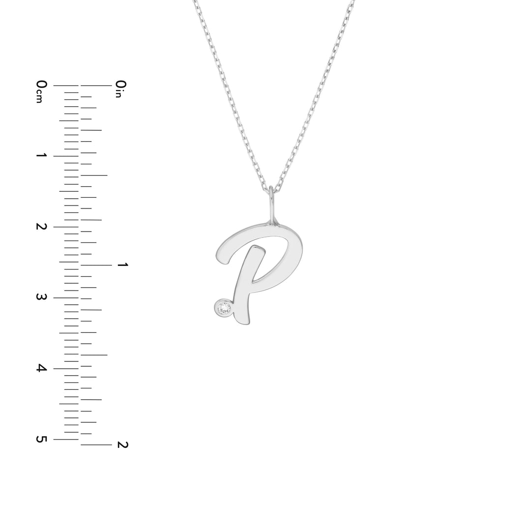 Script P with Diamond Bezel Necklace