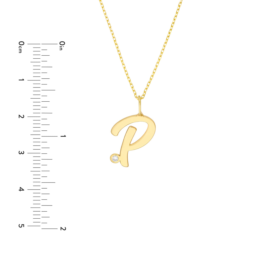 Script P with Diamond Bezel Necklace