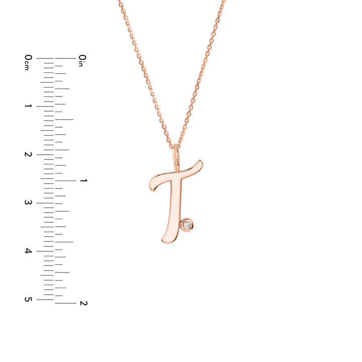 Script T with Diamond Bezel Necklace