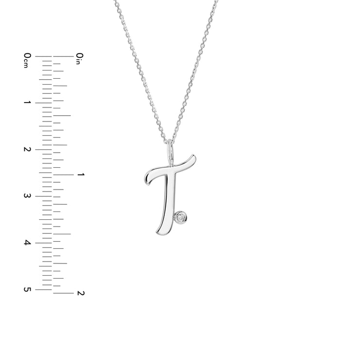 Script T with Diamond Bezel Necklace