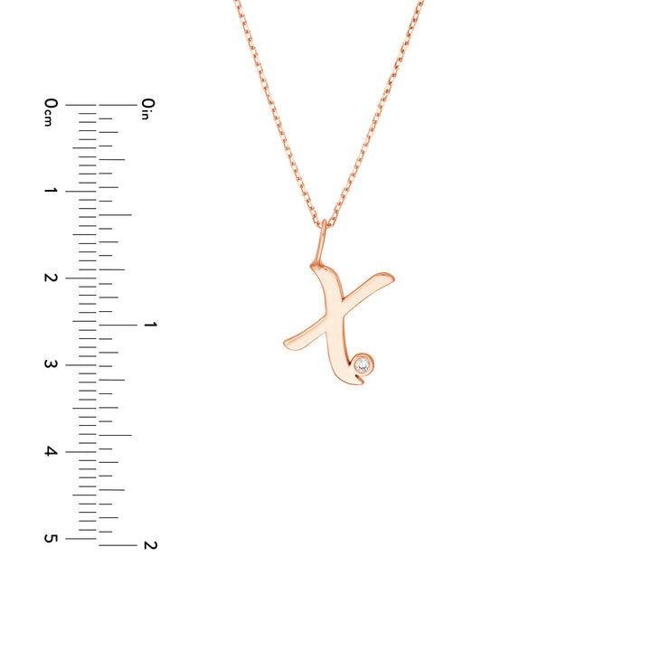 Script X with Diamond Bezel Necklace
