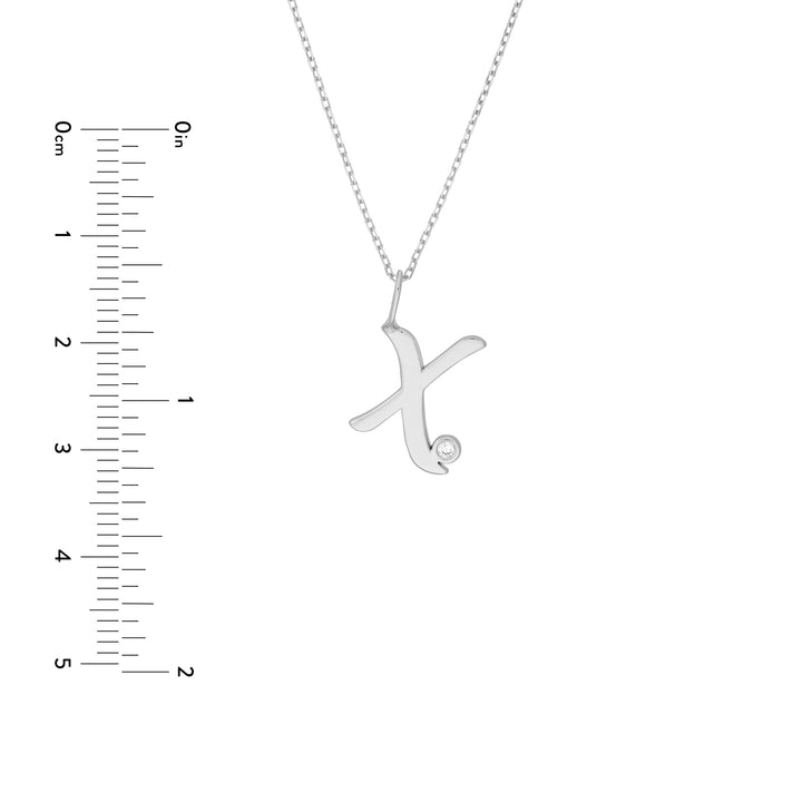 Script X with Diamond Bezel Necklace