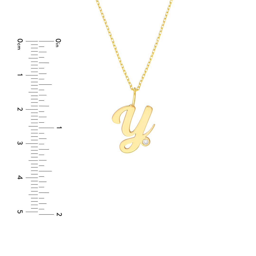 Script Y with Diamond Bezel Necklace