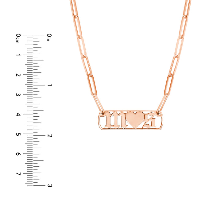 Gothic Initials with Heart Paper Clip Necklace