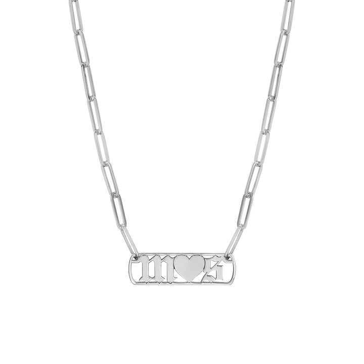 Gothic Initials with Heart Paper Clip Necklace