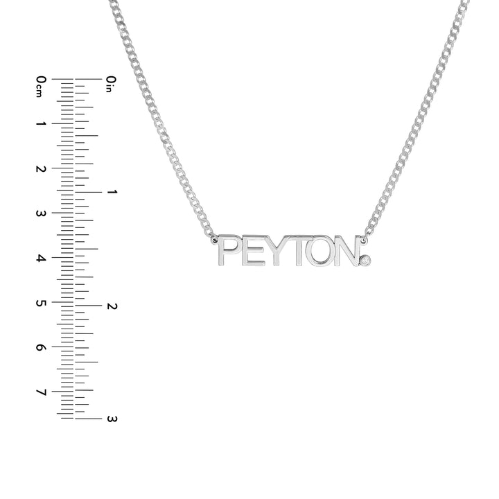 Block Nameplate Curb Chain Necklace w/Diamond