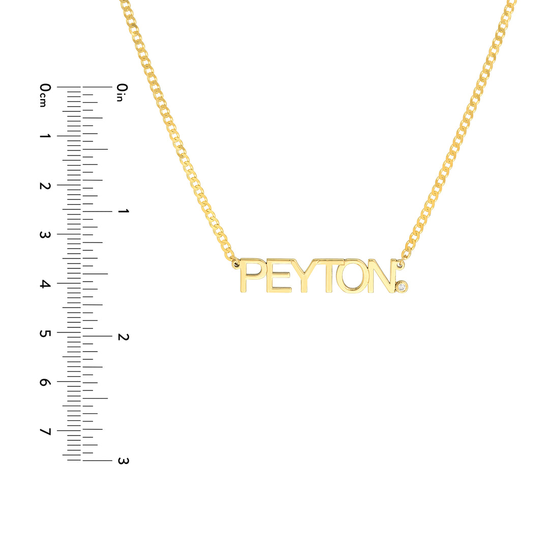 Block Nameplate Curb Chain Necklace w/Diamond