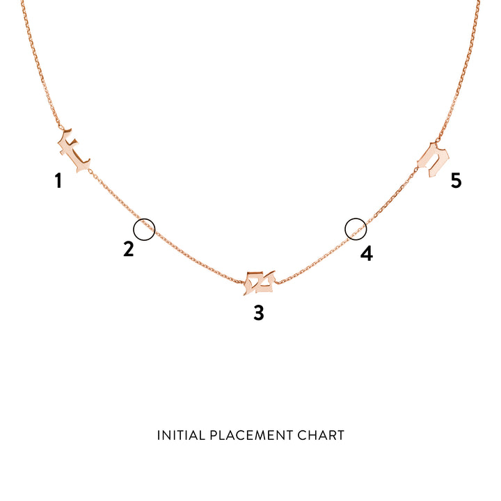 Gothic Initials Station Necklace