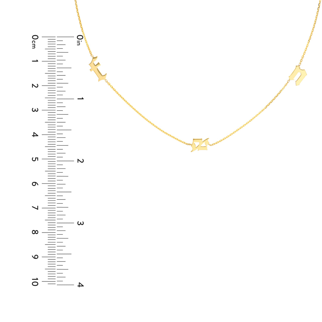 Gothic Initials Station Necklace