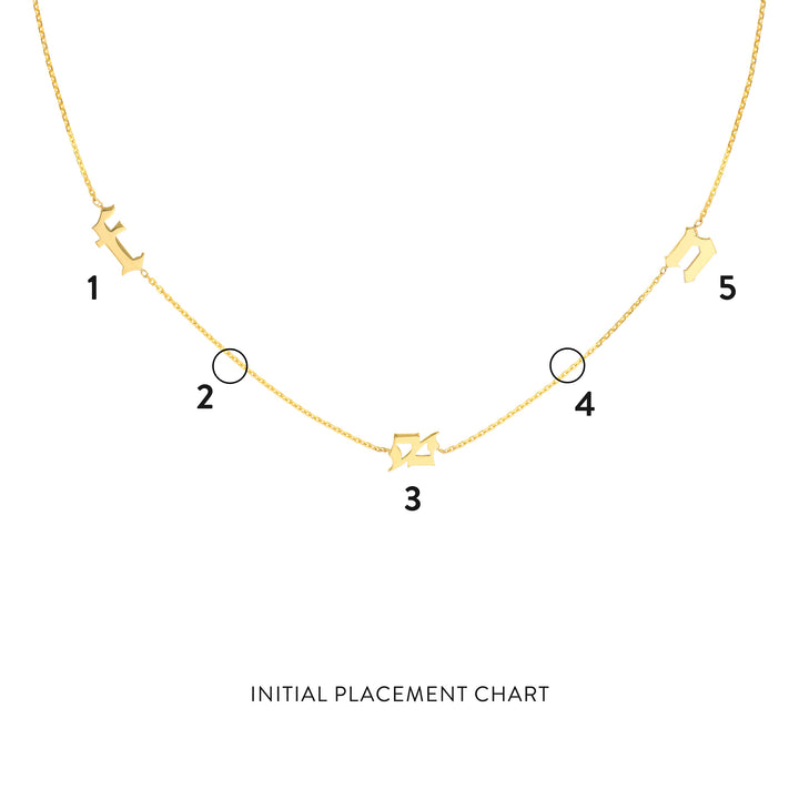 Gothic Initials Station Necklace