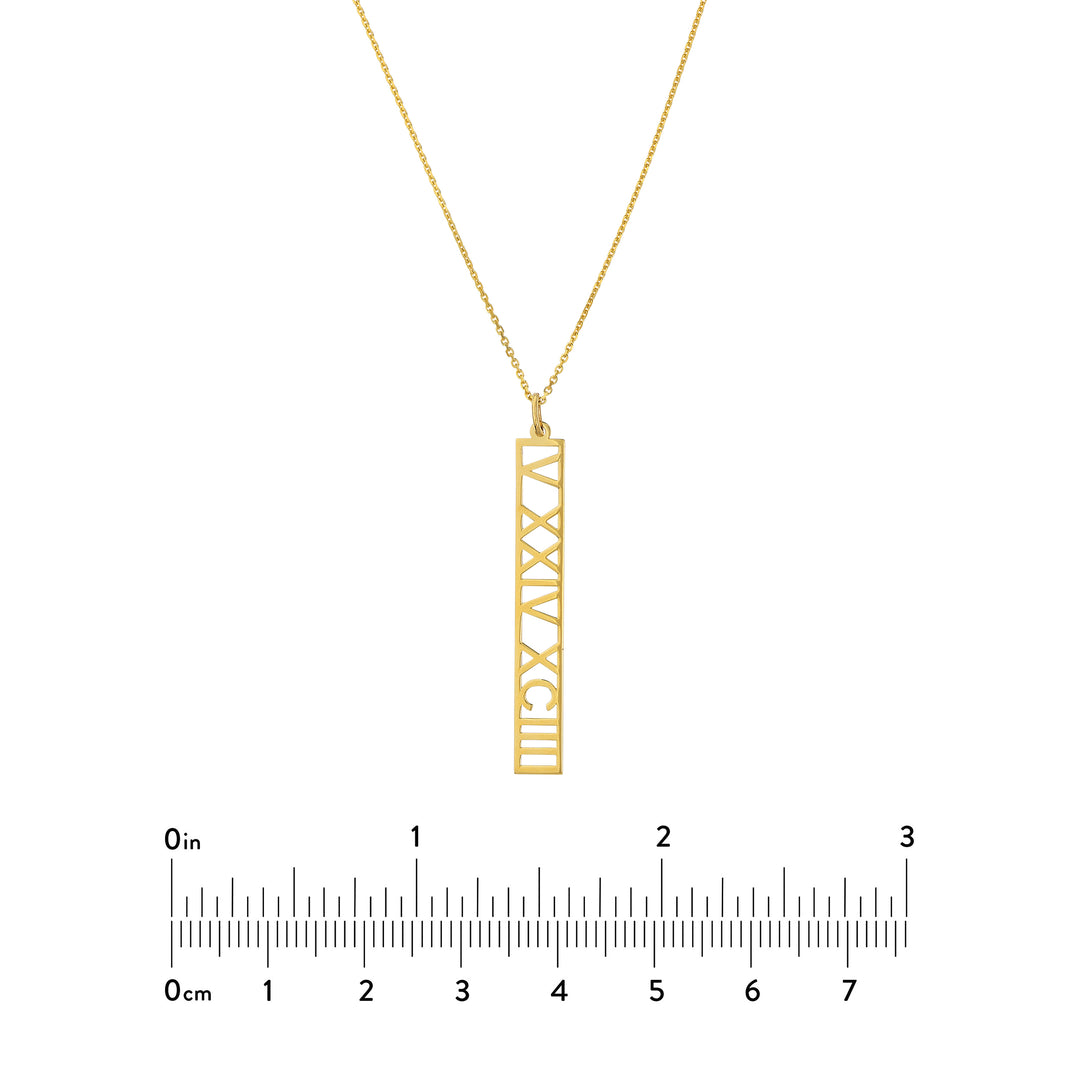 5mm Vertical Roman Numeral Pendant Necklace