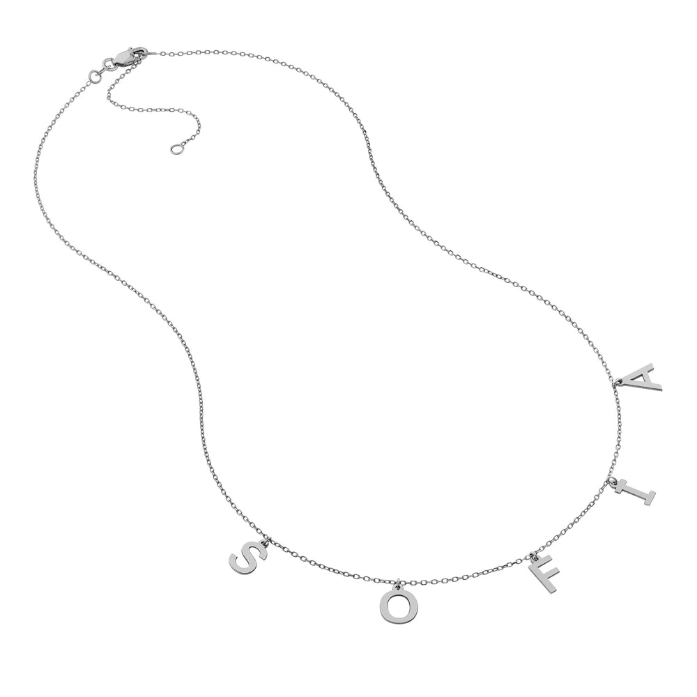 Block Initials Dangle Station Necklace