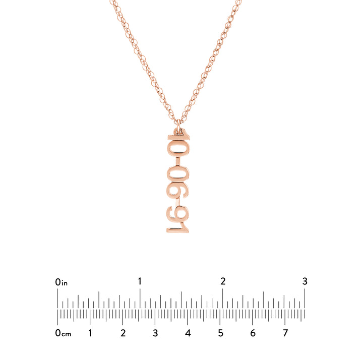 7mm Vertical Block Numeral Necklace