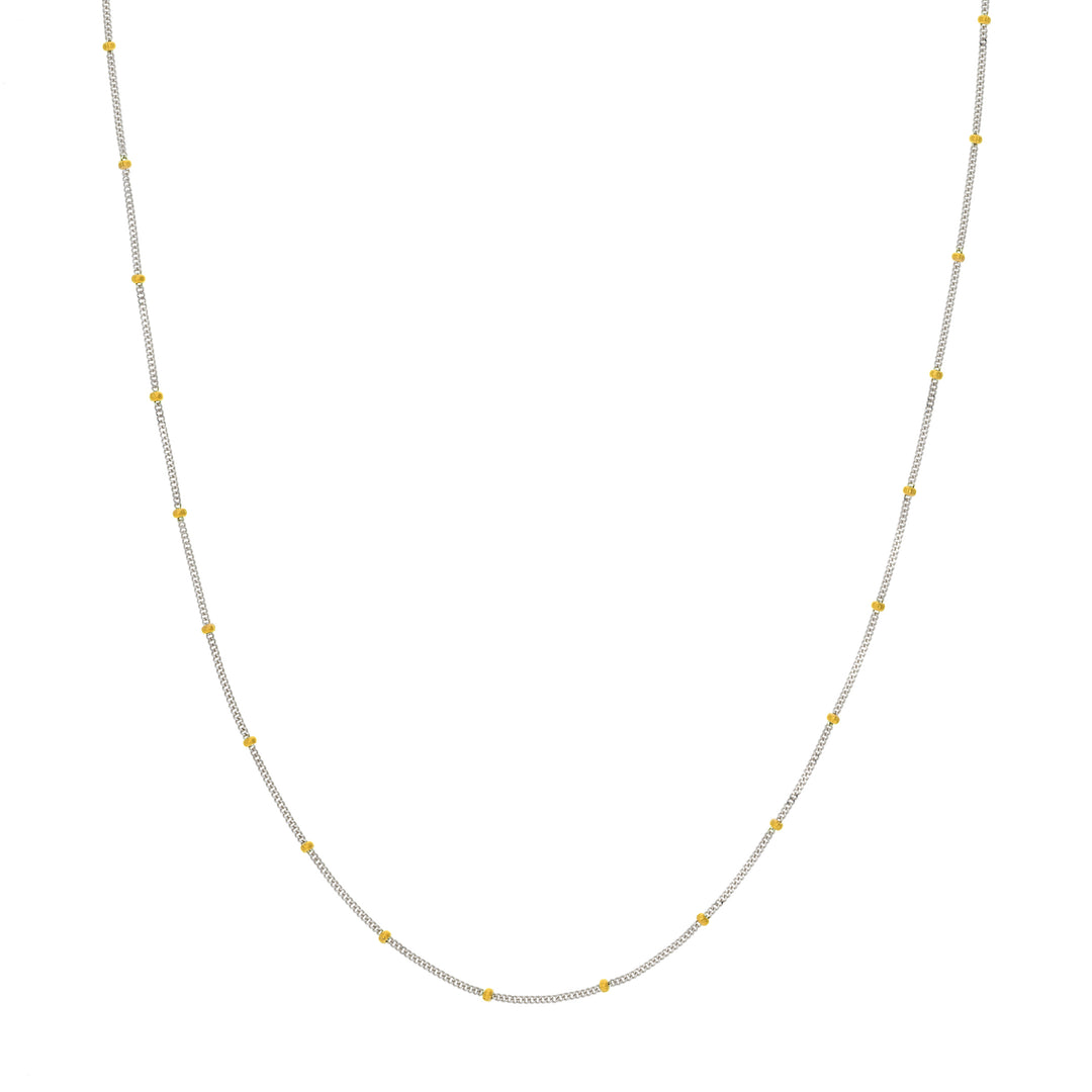2.0mm Two-Tone Saturn Curb Chain with Lobster Lock